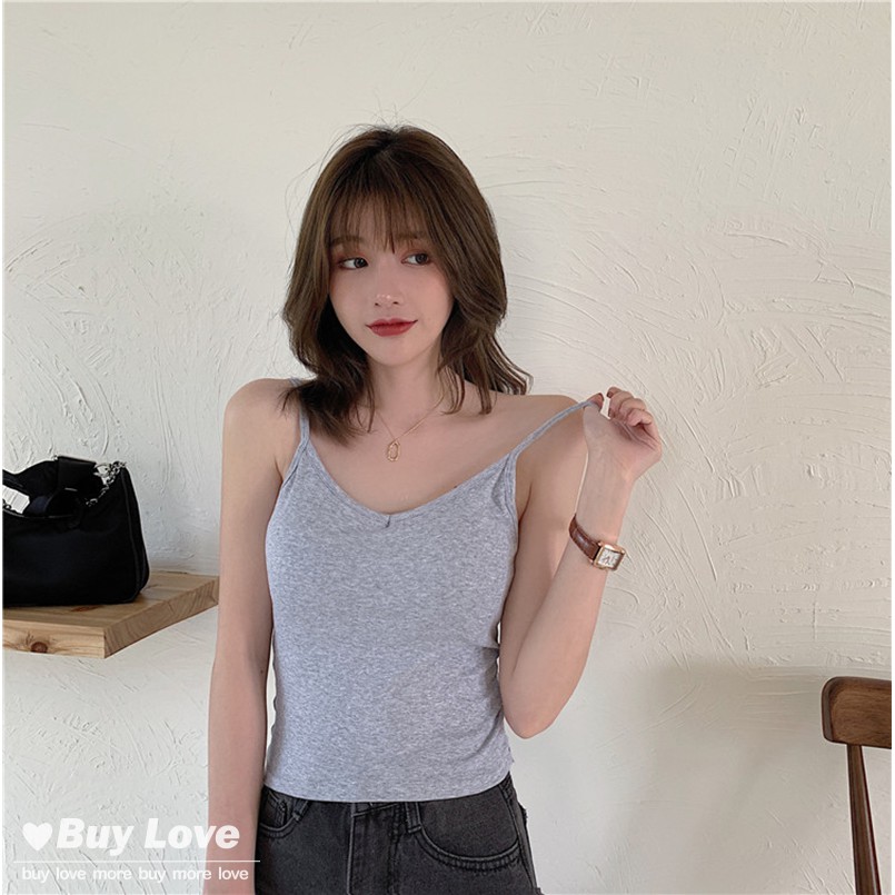 Áo hai dây cổ V có mood ngực phối dây chéo lưng thời trang