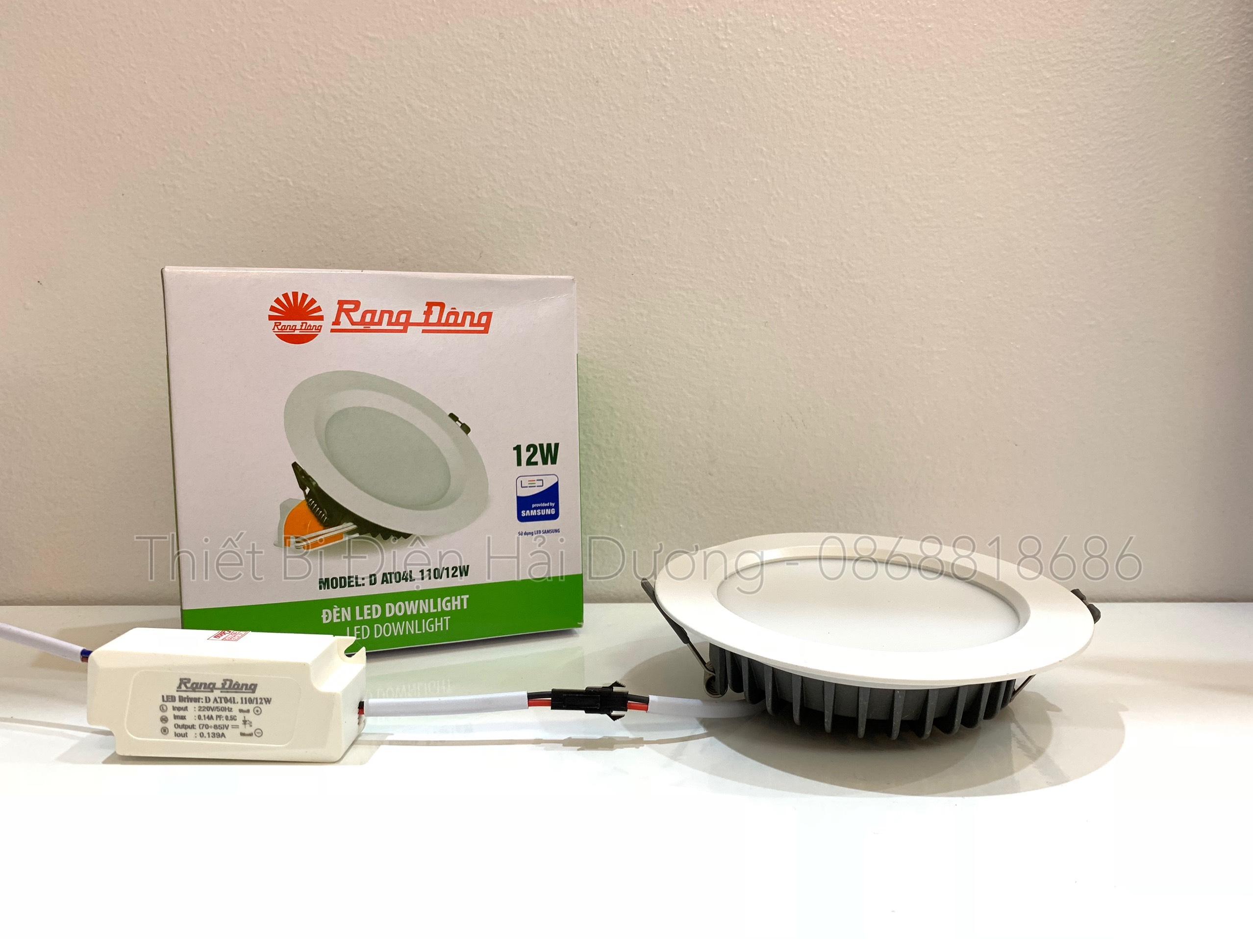 Đèn downlight Rạng Đông led âm trần AT04L 110/12w (Trắng/Vàng) -  Tiết Kiệm Điện - BH 1 Năm