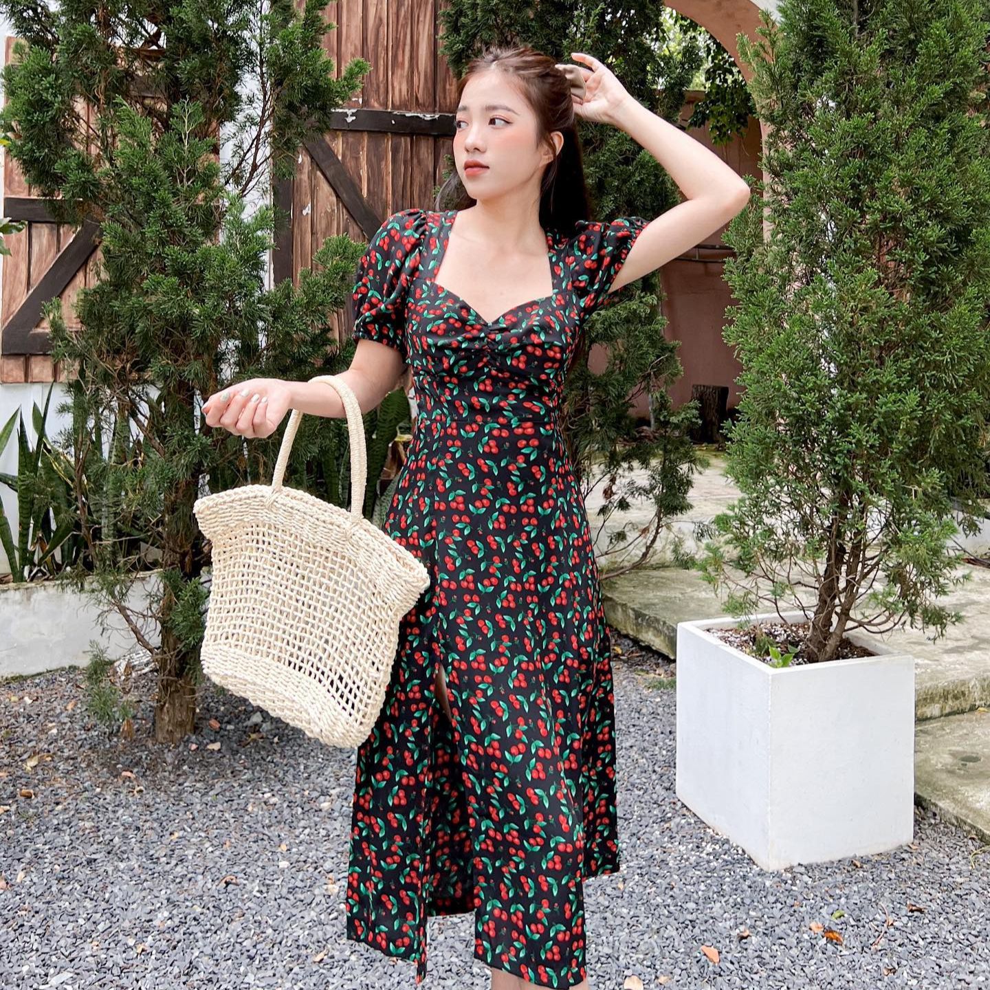Đầm SALLY- Đầm midi xẻ tà cách điệu