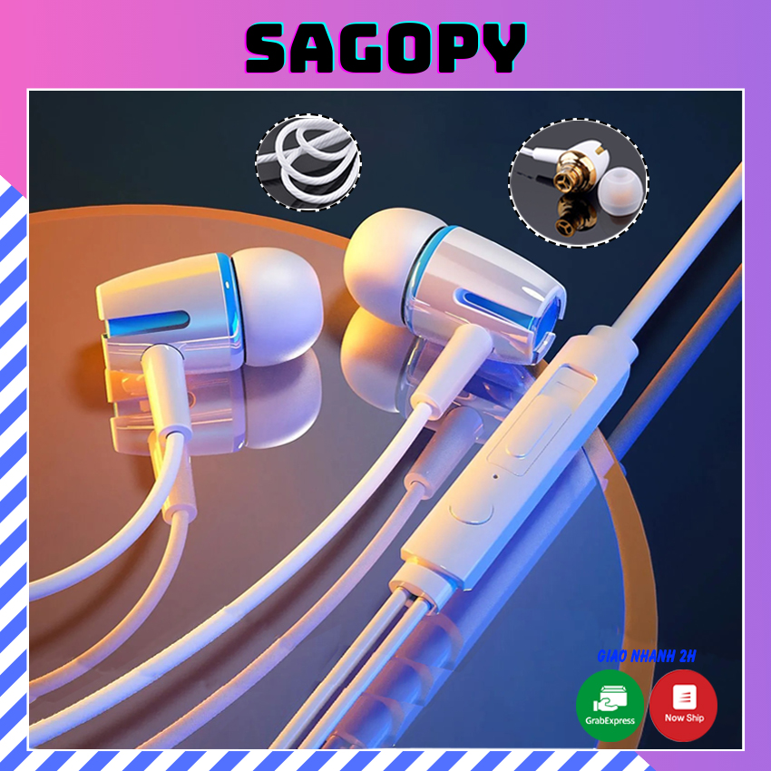 Tai nghe gaming có dây nhét tai B6, tai phone in ear chơi game chống ồn cho điện thoại giá rẻ Sagopy