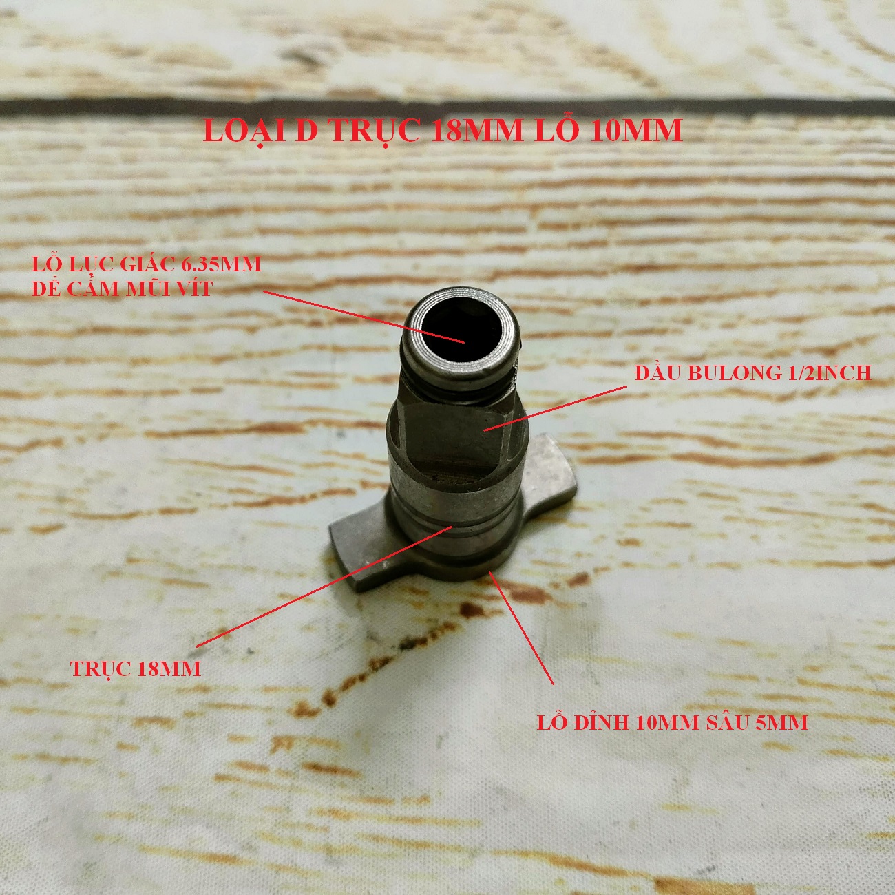 SV Trục T đa năng cho máy vặn bulong 1/2inch có lỗ vít lục giác 6.35mm