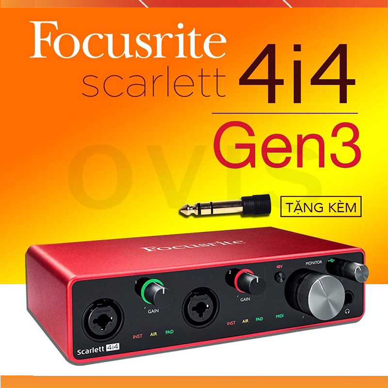 Focusrite Scarlett 4i4 Gen 3 - Sound Card Thu Âm 4in, 4 Our, Phền Mềm Pro