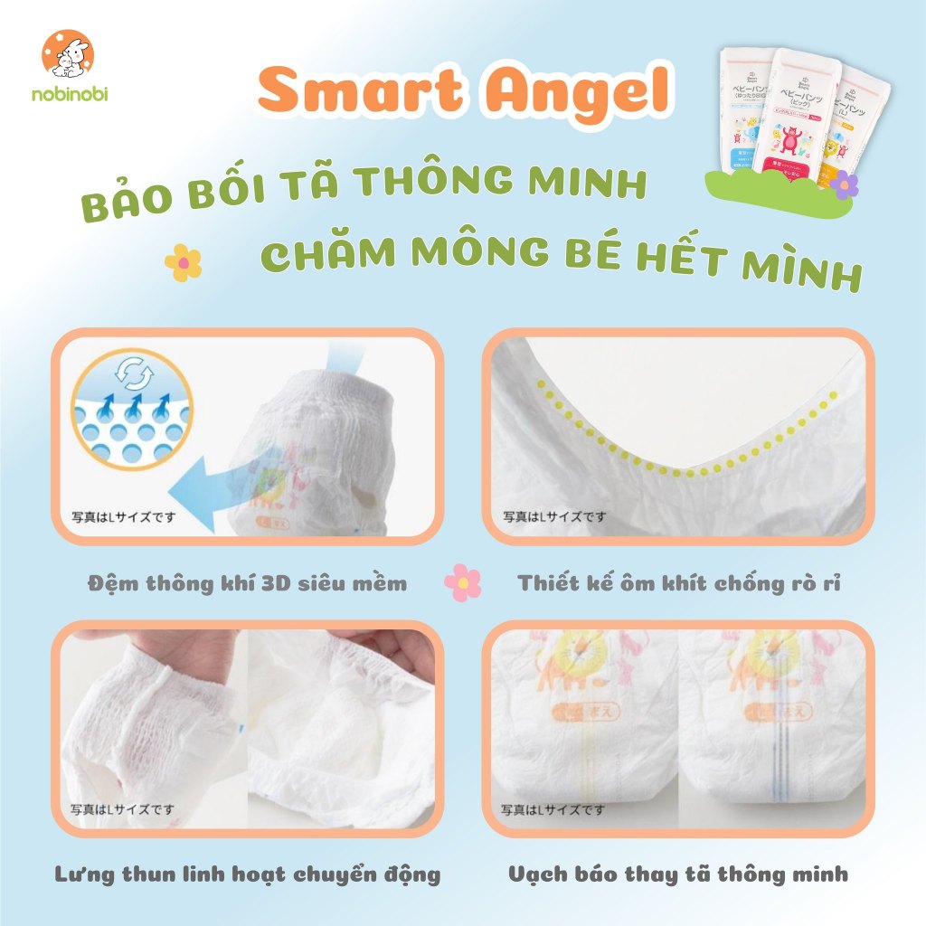 Combo 3 Tã/Bỉm Quần SmartAngel cho bé (Hàng nội địa Nhật)