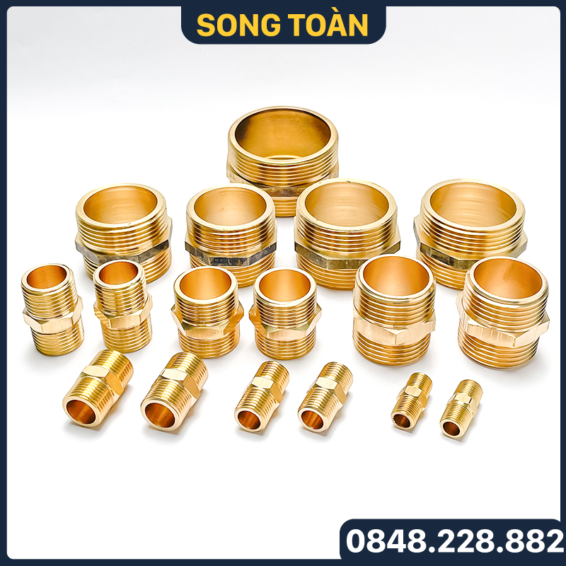 Brass double male nipple