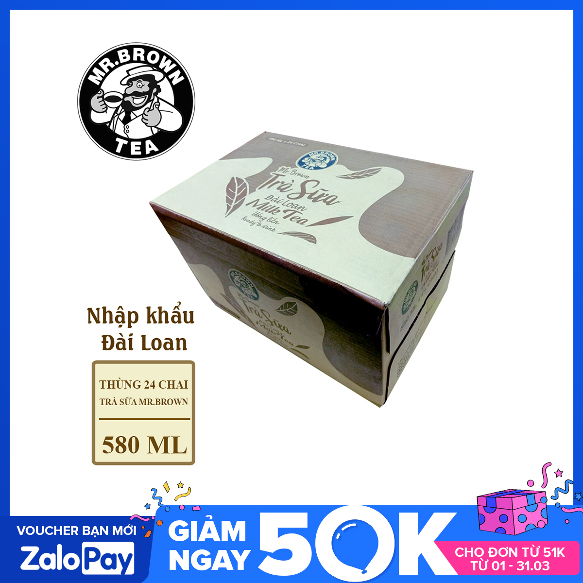 Thùng 24 chai trà sữa Mr.Brown (580ml)