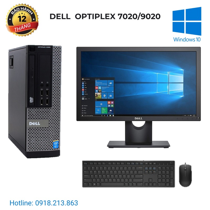 Bảng giá Bộ máy tính để bàn Dell Optiplex 3020/7020/9020. G3220/ ram 8GB/ SSD 120GB, màn hình Dell 18.5 inch, bàn phím chuột Dell Phong Vũ