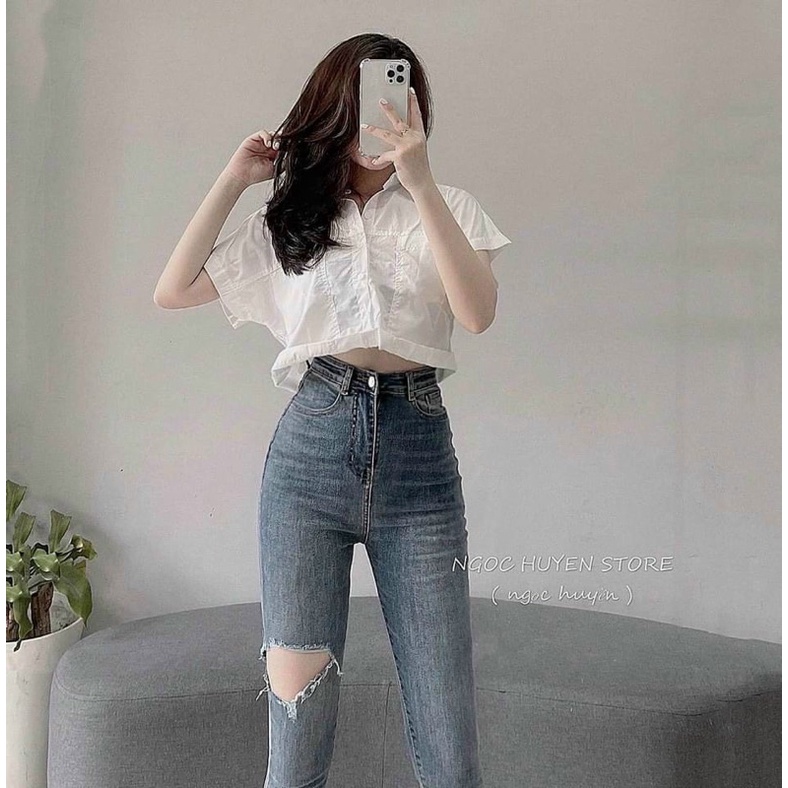 Quần jeans rách gối to mã mới
