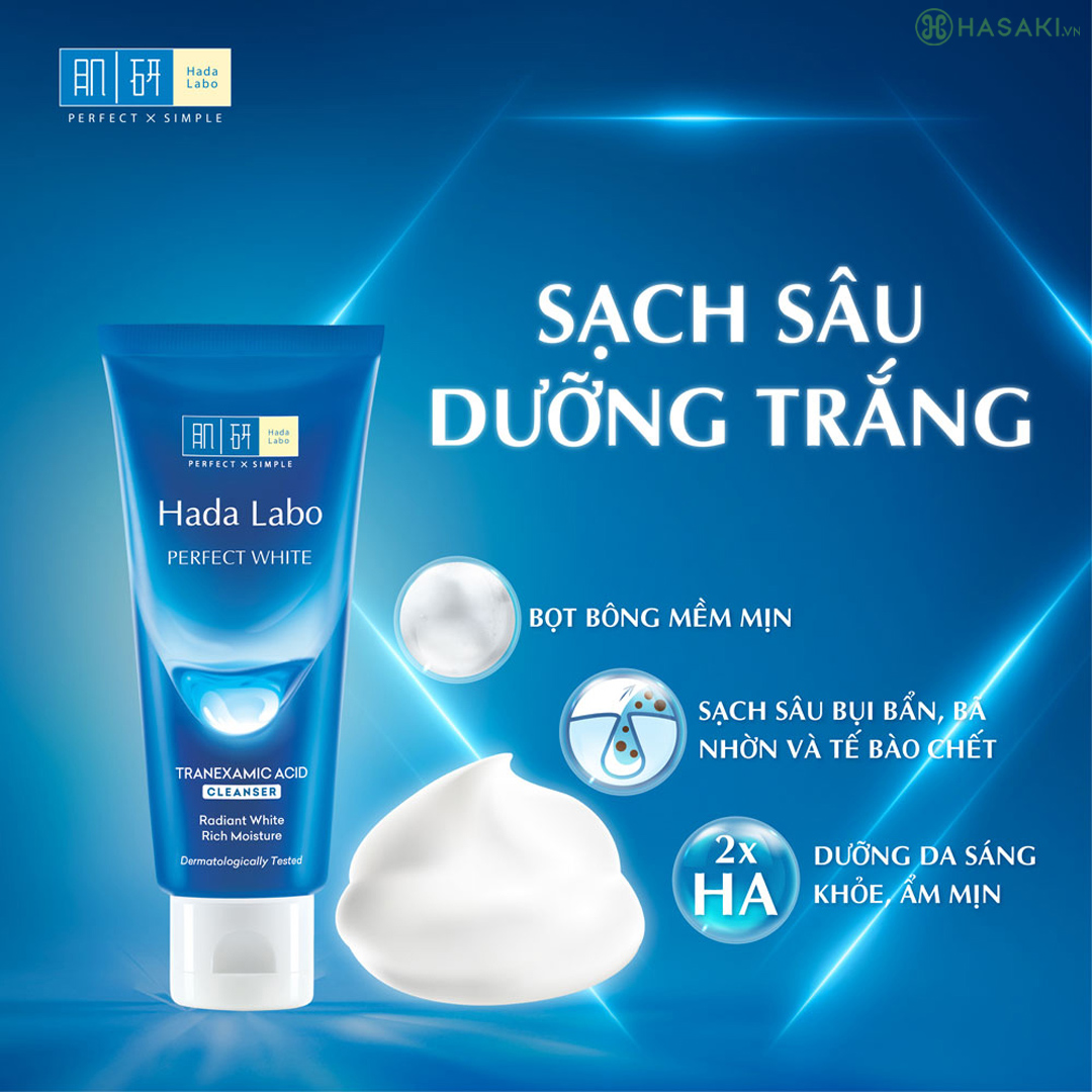 Sữa rửa mặt sạch sâu, dưỡng trắng Hada Labo 80g