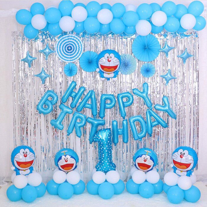 Bộ bong bóng trang trí sinh nhật doraemon birthday set pdm03