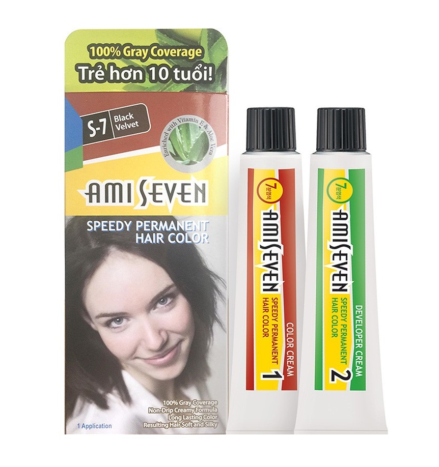 [ĐẦY-ĐỦ-PHỤ-KIỆN] Thuốc Nhuộm Ami Seven S7 ( Đen Tự Nhiên )