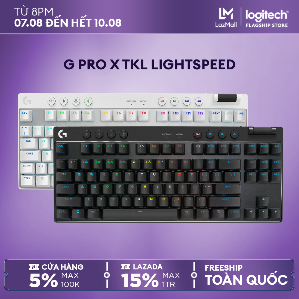 Bàn phím gaming Logitech G PRO X TKL Lightspeed - RGB, Switch GX Tactile, Bluetooth