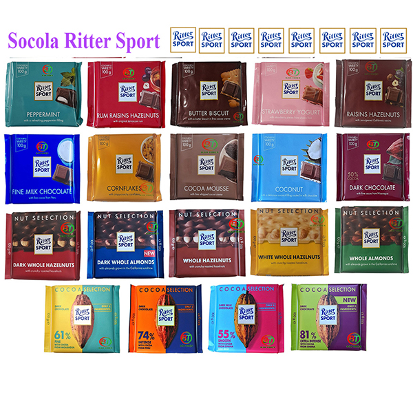 Socola Ritter Sport ( nhiều vị) Đức 100g