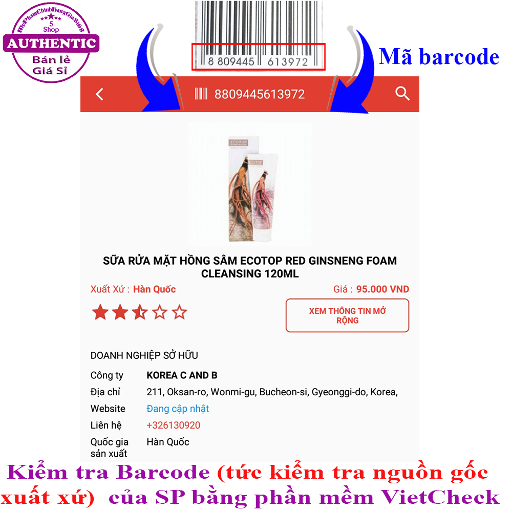(SALE CẬN DATE) SỬA RỬA MẶT ECOTOP HÀN QUỐC 120ML