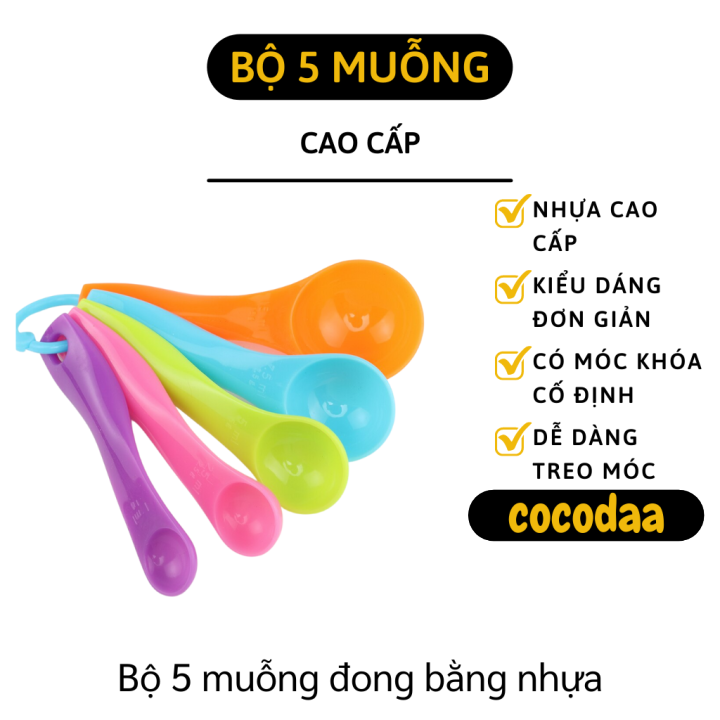 Bộ 5 thìa đo lường nhà bếp - Muỗng định lượng nhà bếp đong gia vị, sữa bột, cà phê làm bánh, làm đồ ăn dặm cho bé