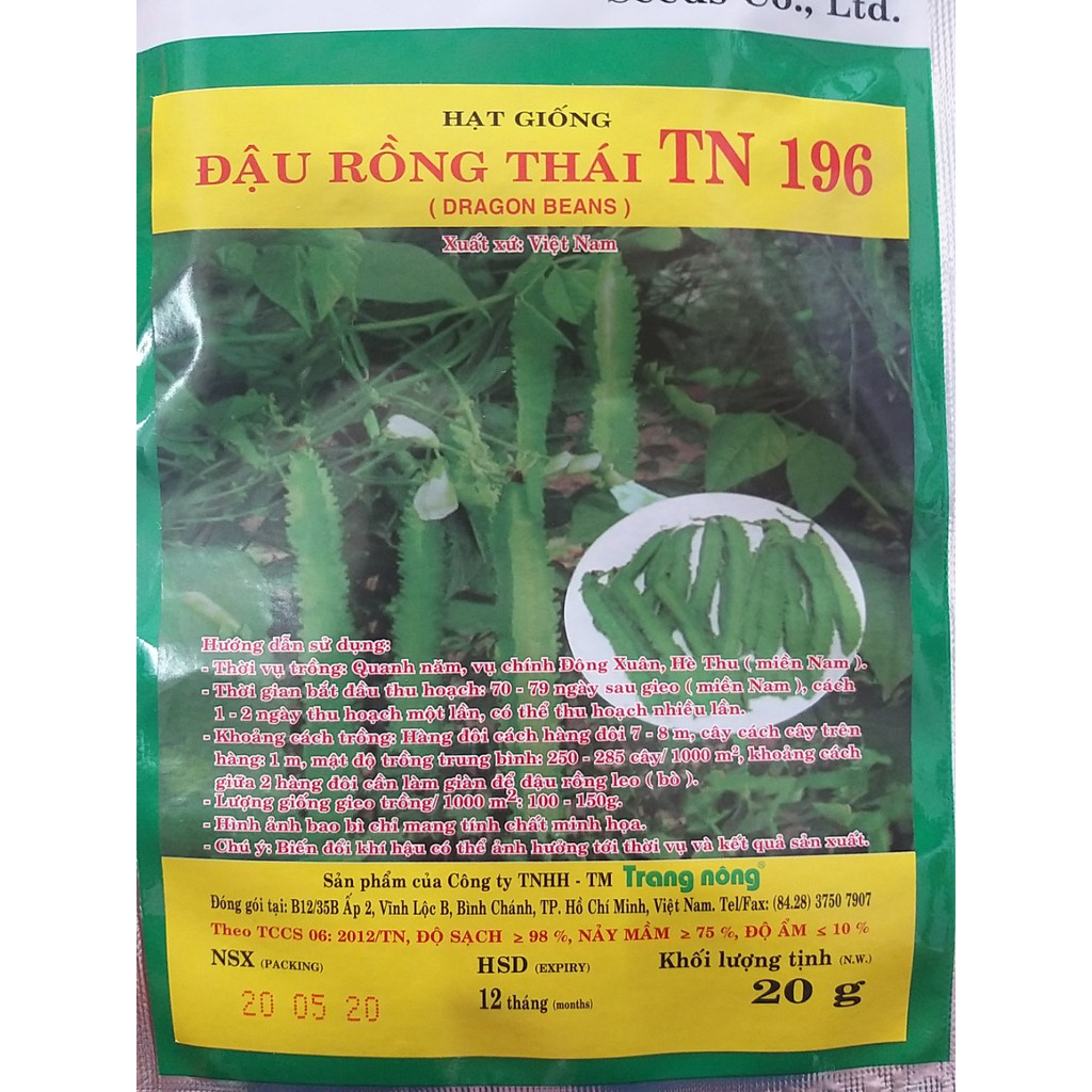 Hạt giống đậu rồng thái Trang Nông
