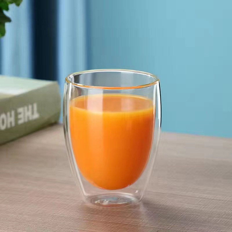 Cốc thủy tinh hai lớp, nước trái cây gia dụng chịu nhiệt borosilicate, cốc cà phê sữa, cốc trà cách nhiệt trong suốt hình quả trứng tròn
