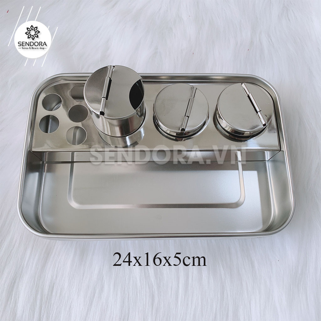 [HCM]Bộ khay và hũ inox đựng dụng cụ đa năng