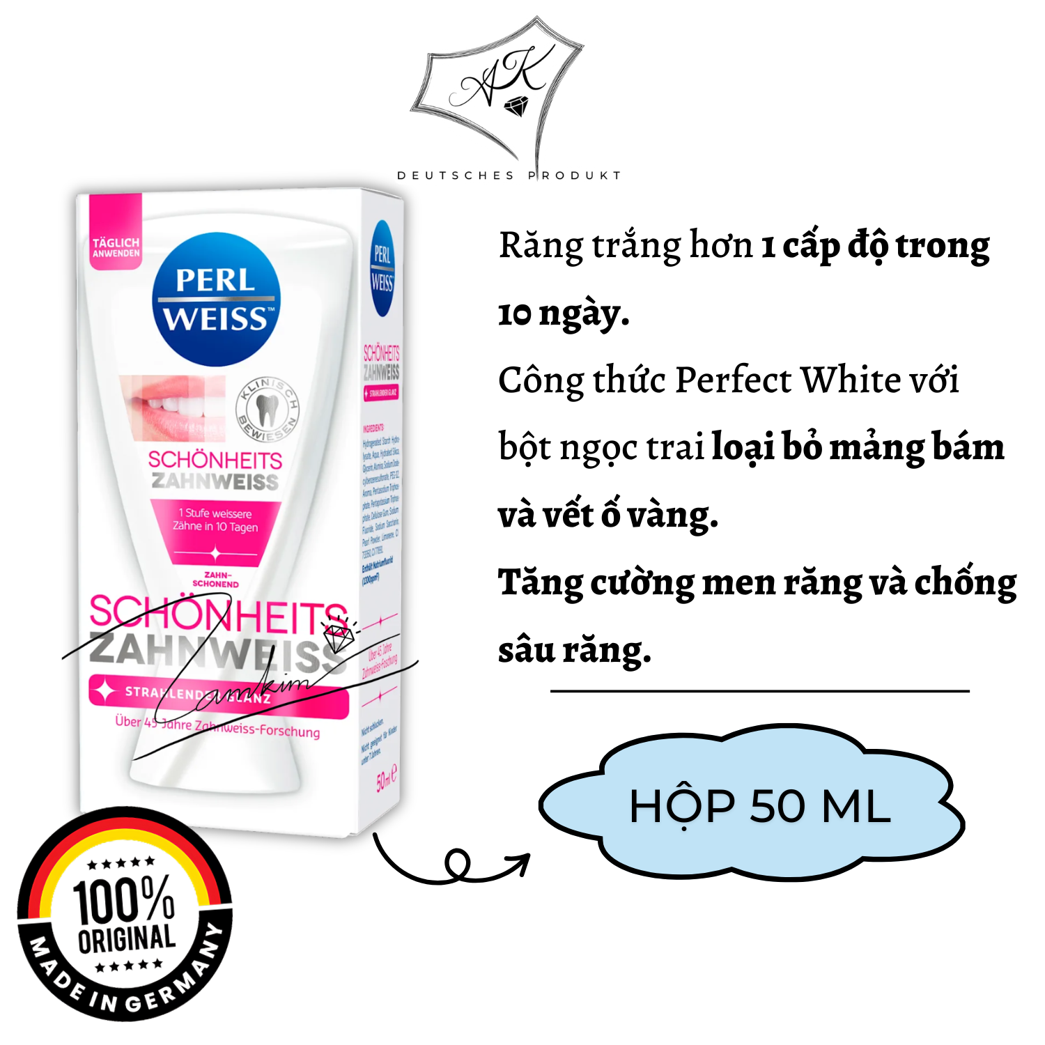 [ Hàng Đức ] Kem Đánh Răng Làm Trắng Nội Địa Đức - PerlWeiss
