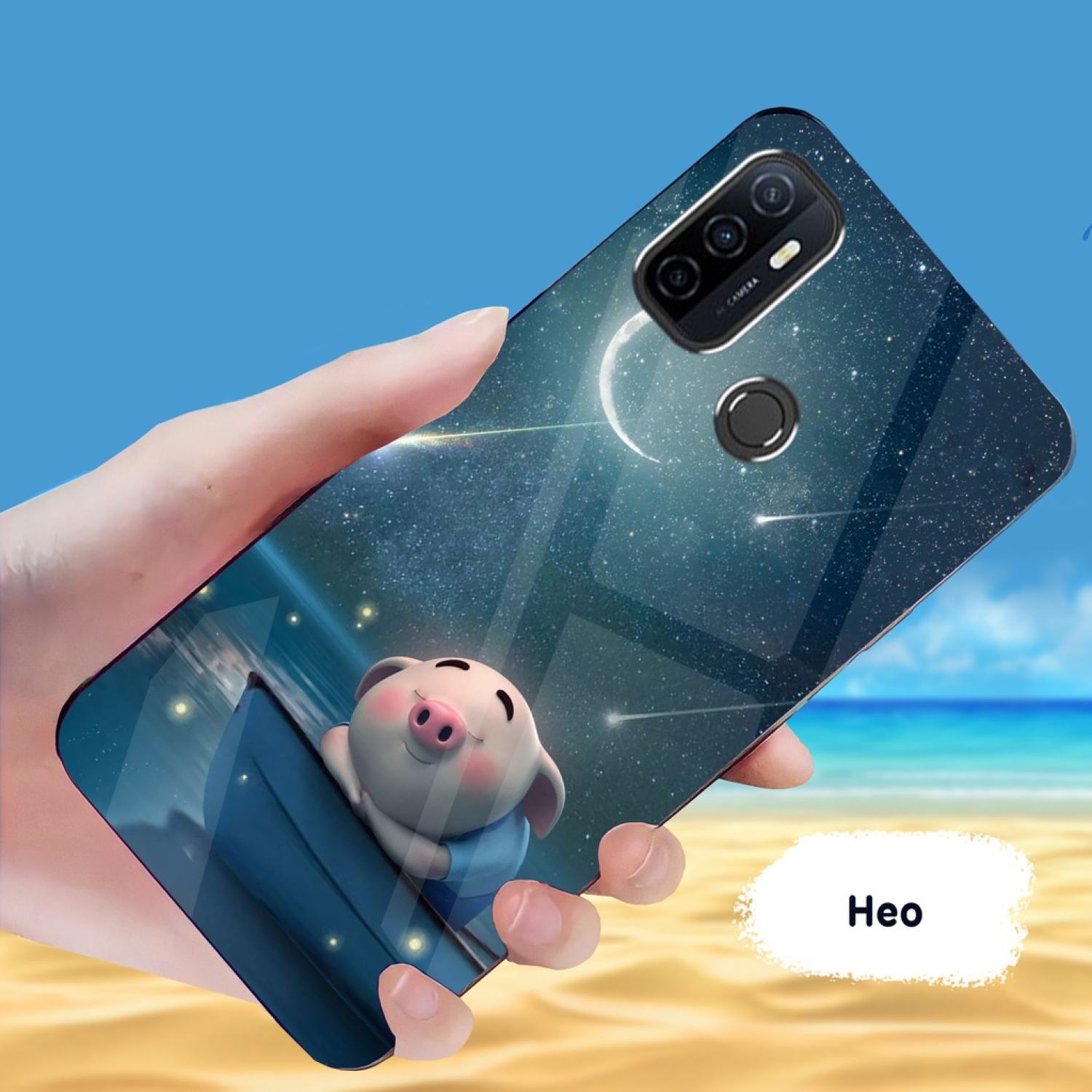 Ốp lưng oppo a53 mặt kính cường lực sáng bóng, cao cấp