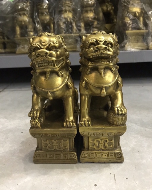 Cặp Nghê Bệ Bằng Đồng nguyên khối