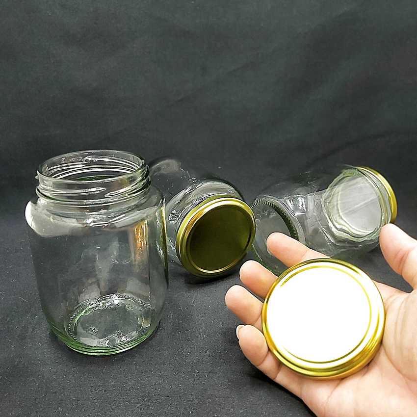 Hũ Đựng Gia Vị Thủy Tinh 500ml (combo 3 cái) nắp thiếc vàng – Hũ Thủy Tinh 500ML - Lọ Thủy Tinh 500ML – Hủ Gia Vị