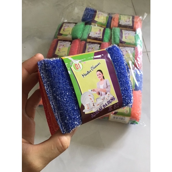 4 miếng rửa bát kim tuyến, mút rửa bát cước kim tuyến