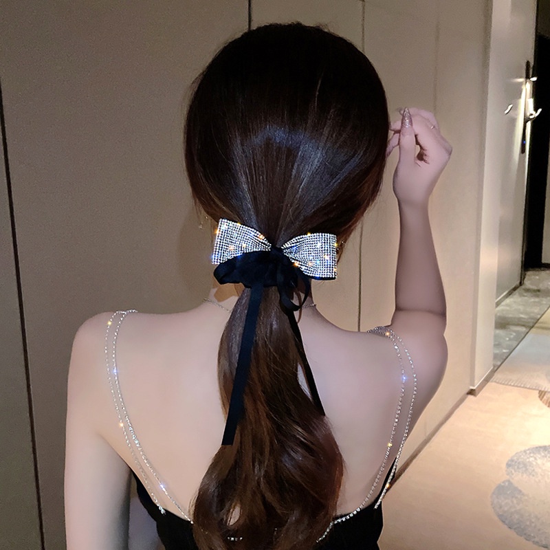 Dây Buộc Tóc Thắt Nơ Đính Đá Lấp Lánh Thời Trang Dành Cho Nữ