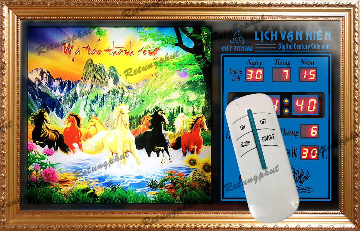 Lịch Vạn Niên - Mã Đáo 55110 (KT 55x35x7cm)_Có 2 loại (không Remote và có Remote)