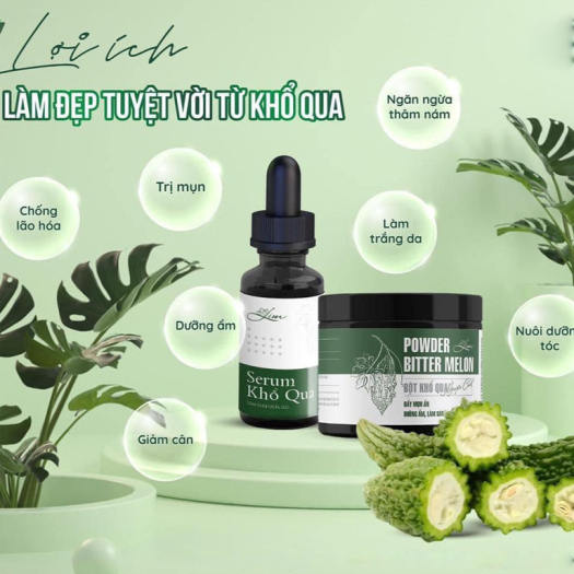 Combo 3 sản phẩm khổ qua dành cho da mụn nhà Lim Fram ( Serum 5ml, bột khổ qua, soap rửa mặt)