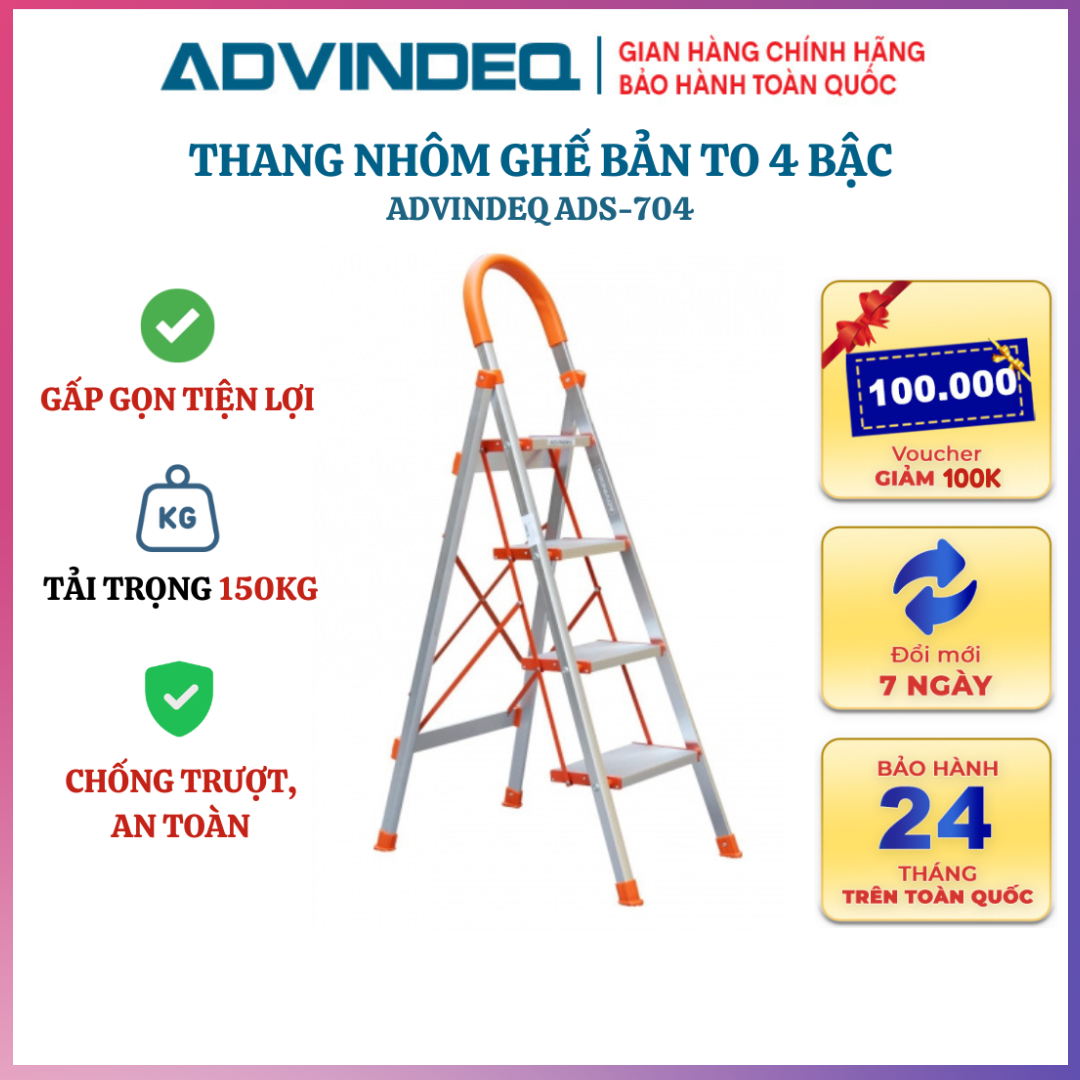 Thang nhôm ghế 4 bậc ADVINDEQ ADS-704
