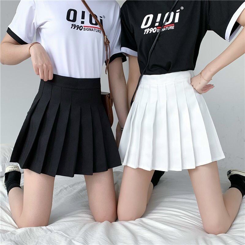 [HCM]Chân váy Tennis Đen Trắng Dập Ly Xinh Đẹp có Quần Bảo Hộ