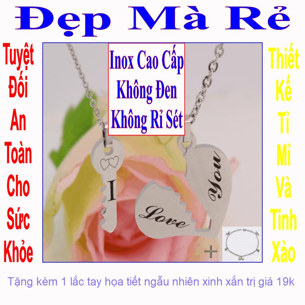Necklaces couple stainless steel đẹp that cheap white figure Key and heart combination letter I love You-commitment 1 Đổi 1 if Hoen, rust