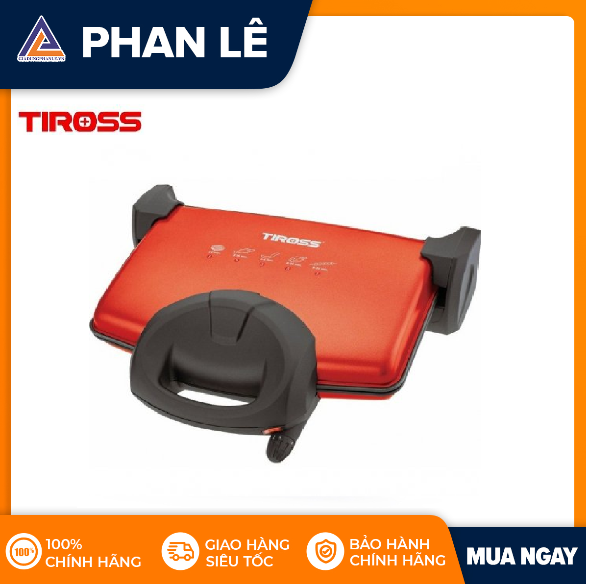 Kẹp nướng điện Tiross TS-9653 (Đỏ)