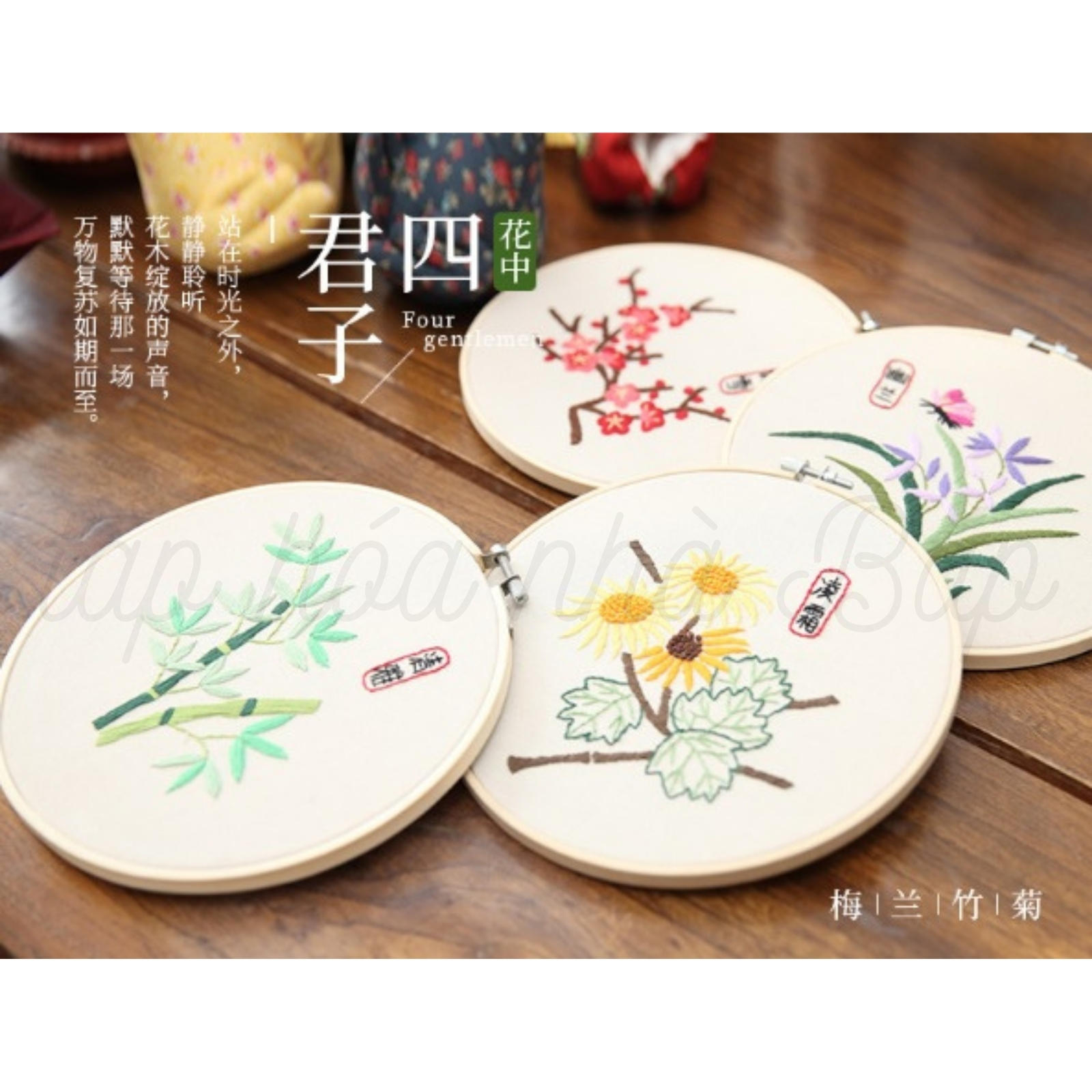 Kit Thêu Quạt Tròn Cổ Trang