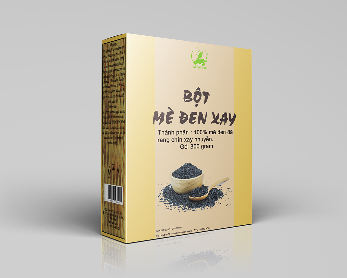 Bột mè đen hữu cơ hộp 800gram- greenherb_food