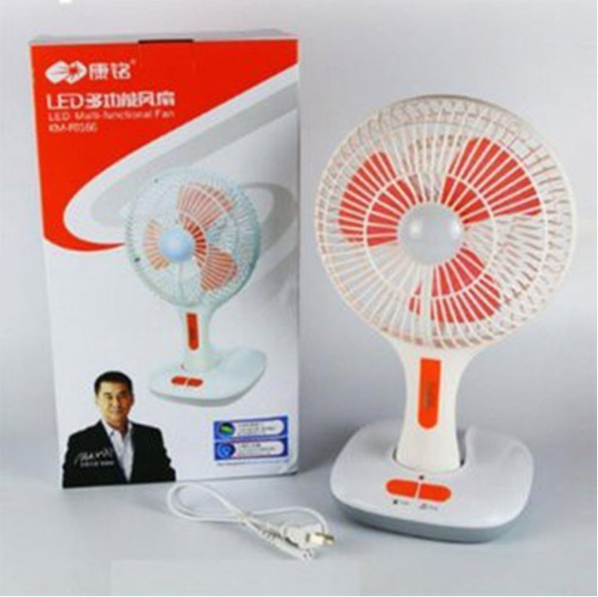 Quạt sạc tích điện ông tây KM-F0166 kiêm đèn led gấp gọn