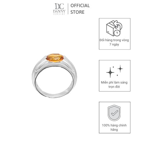 Nhẫn nữ danny jewelry bạc 925 đá chủ citrine xi rhodium ki2gh001