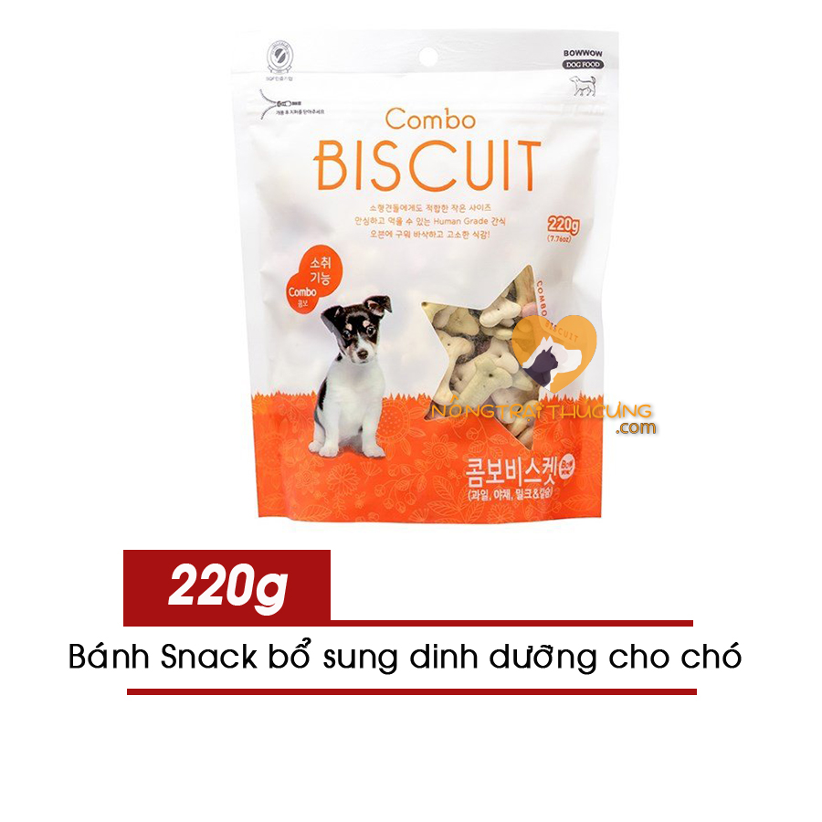 Bánh snack - bánh thưởng bích quy hỗn hợp cho chó bowwow 220g - combo biscuit hàn quốc -