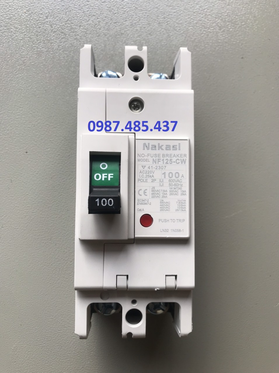 Aptomat khối 1 pha MCCB 2P 100A, 60A NAKASI