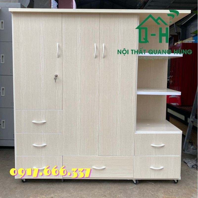 [HCM]TỦ NHỰA ĐÀI LOAN 3 CÁNH CÓ KỆ MỚI - MÀU TRẮNG SỒI GIÁ RẺ