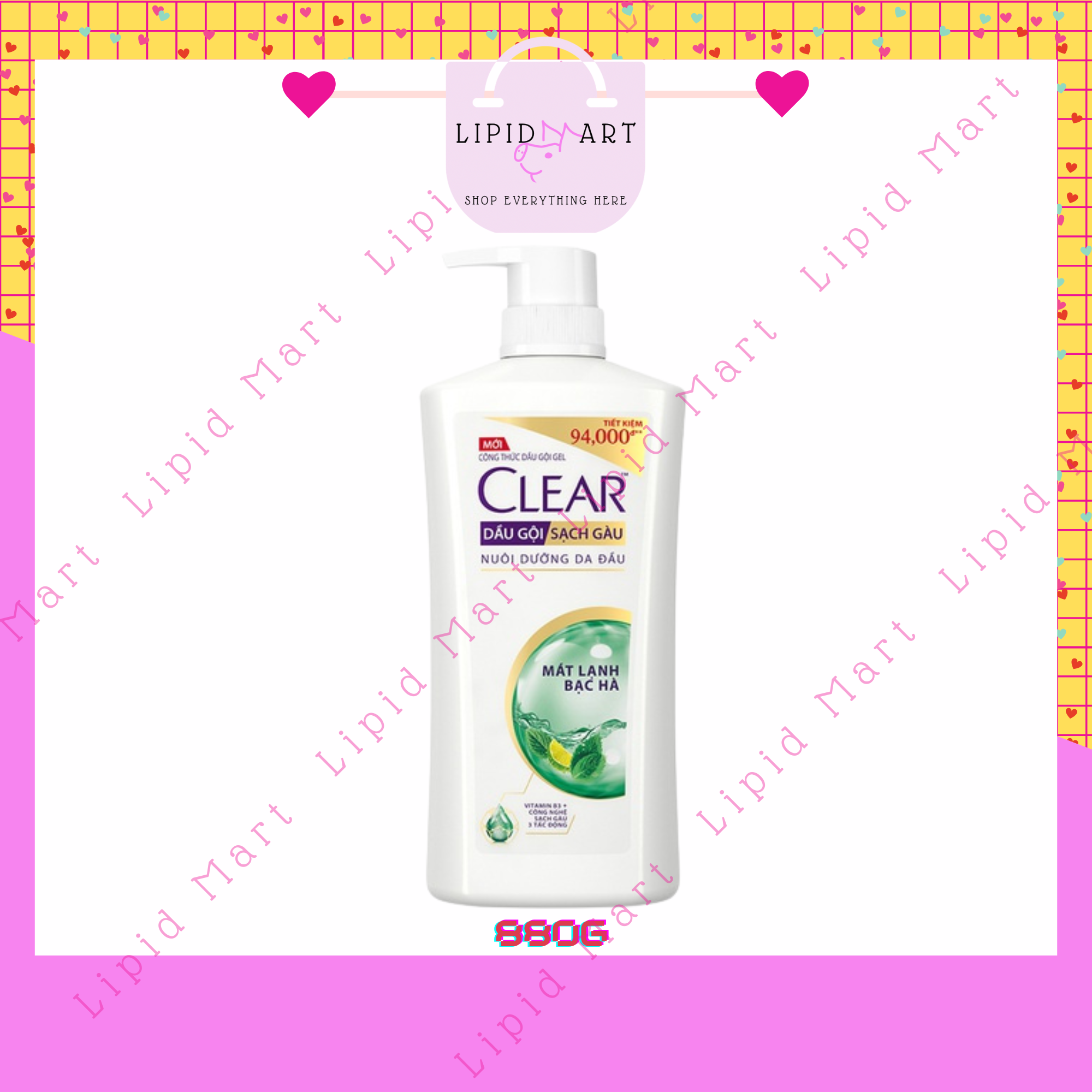 Dầu gội Clear bạc hà mát lạnh sạch gàu 880g
