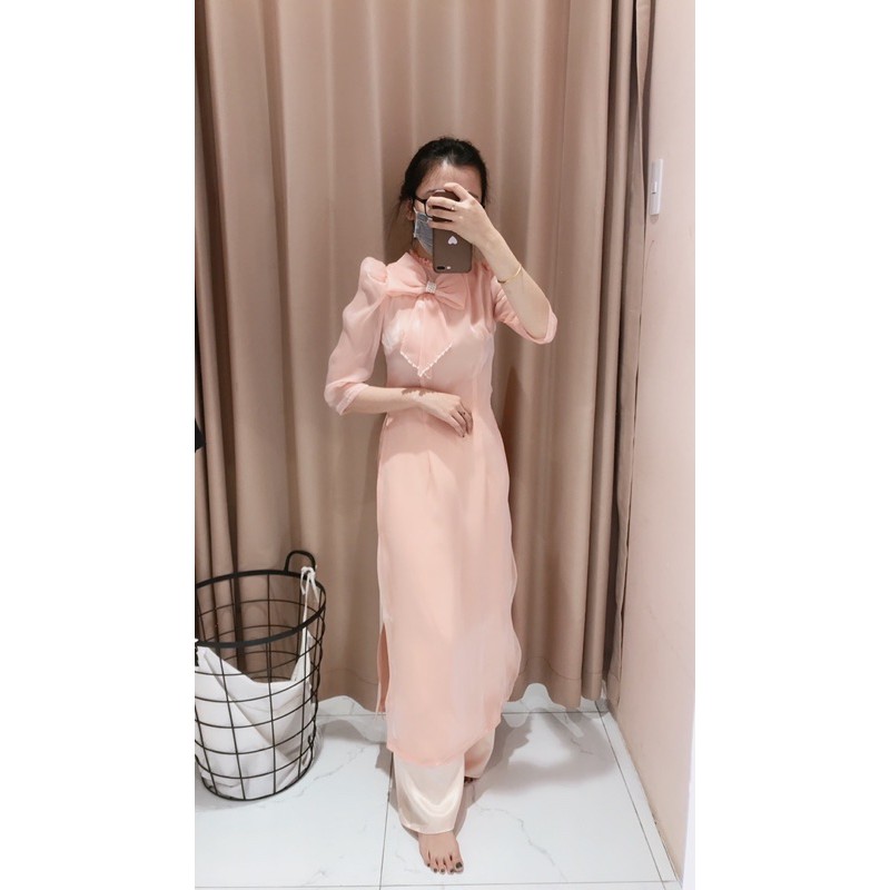 Long silk pink neck showing💝Chaang💝Designs robe entresol 4 laps hand Miss shoulder crimping casual shirts