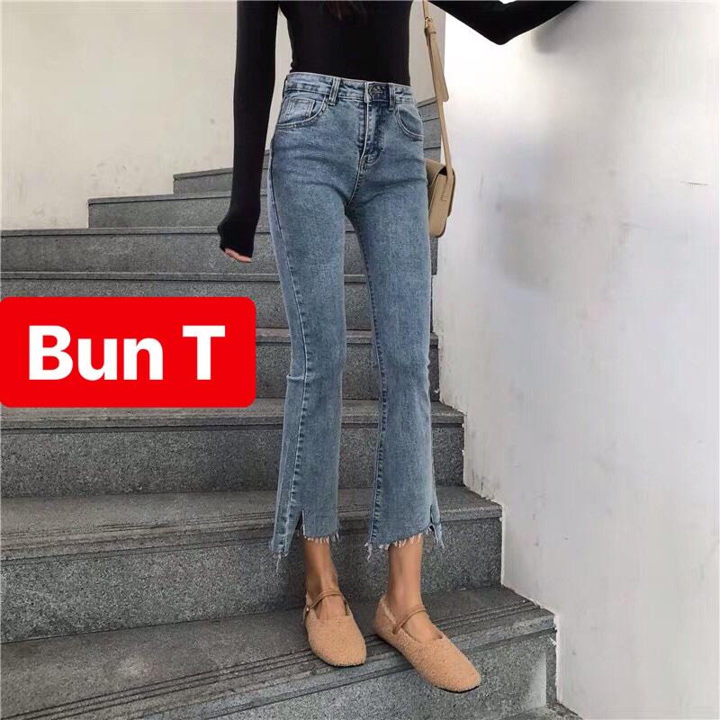 QUẦN JEAN NỮ CHẤT BÒ XANH ỐNG LOE LƯNG CAO NÂNG MÔNG NHẬT BẢN TOMAHOK T&T-532 - TRANG BUN FASHION