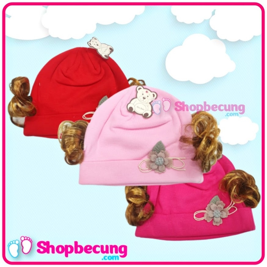 [HCM]Nón Cotton Tóc Giả Cho Bé Gái