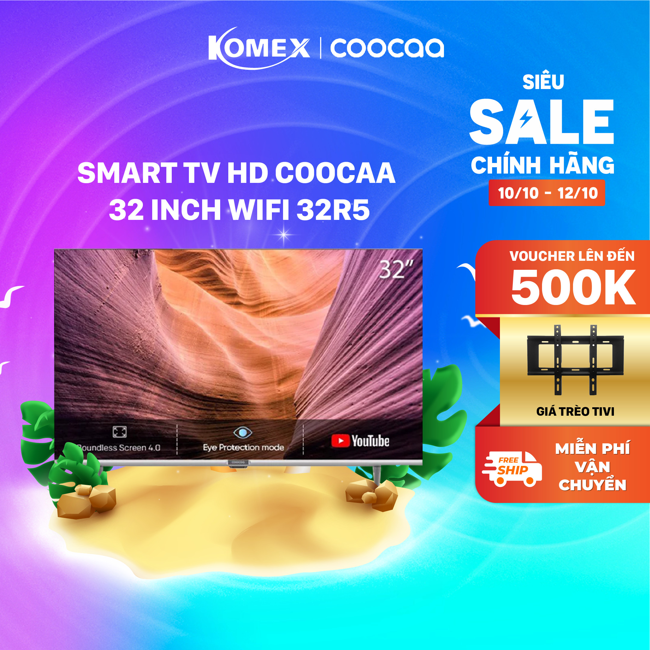 Tivi Coocaa 32 Inch Model 32R5 Smart tivi kết nối wifi, Đồng kiểm, Đổi trả 30 ngày, Bảo hành 24 tháng - Komex.