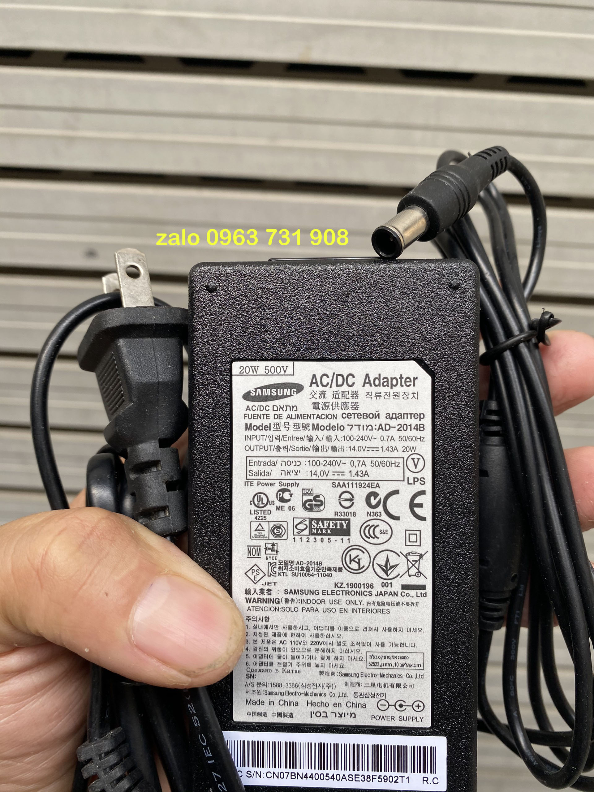 Adapter nguồn màn hình samsung 14v 1.43A