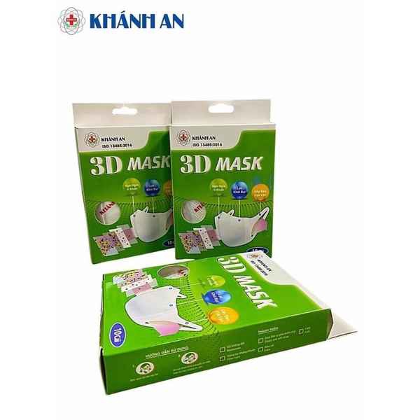 Khẩu trang y tế kháng khuẩn 4 lớp người lớn 3d mask - khánh an - hộp 10 cái