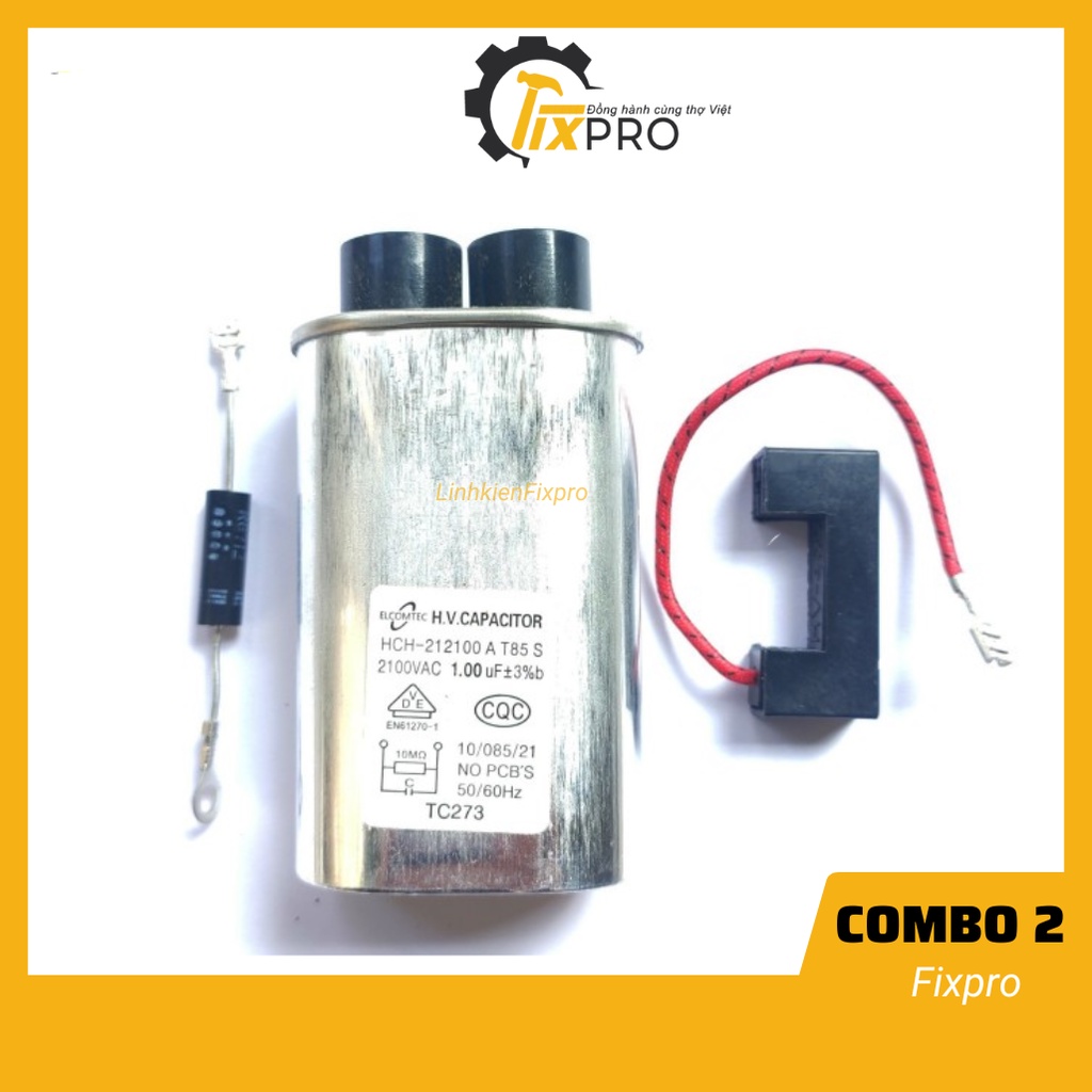 Combo sửa lò vi sóng không nóng Tụ 1uF + diode + cầu chì cao áp lò vi sóng
