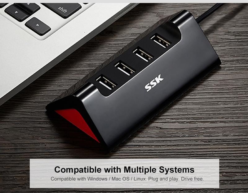 Hub chia 1 ra 4 cổng USB 2.0 SSK SHU830 (Đen) - Nhất Tín Computer