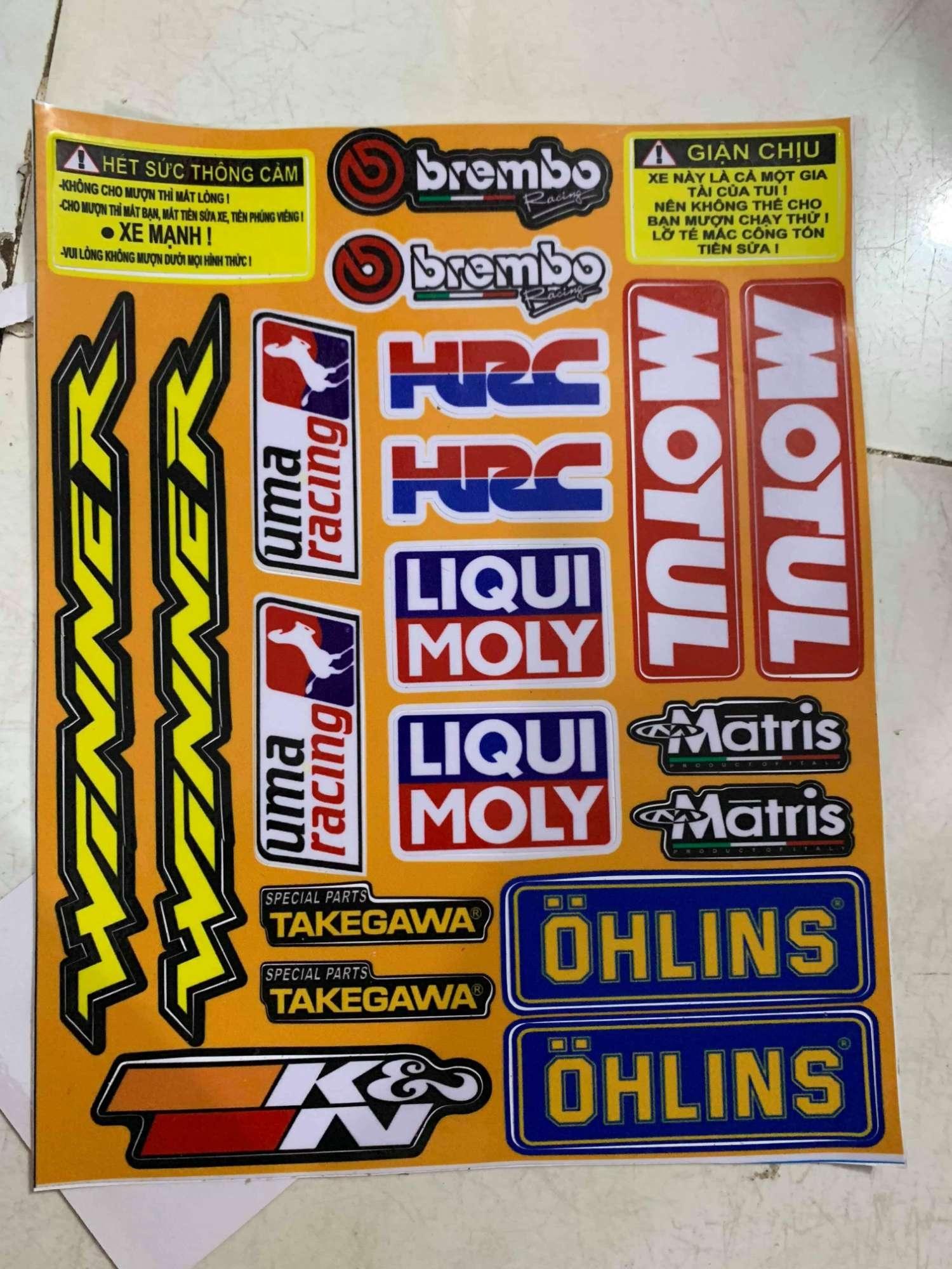 Tem tấm logo winner trọn bộ 18x25cm